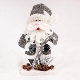 Shatchi 32Cm Grey Santa Christmas Tabletop Figures Glitter Foam Showpiece Decorations - thumbnail 3