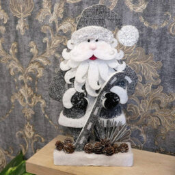 Shatchi 32Cm Grey Santa Christmas Tabletop Figures Glitter Foam Showpiece Decorations - thumbnail 4