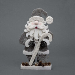 Shatchi 32Cm Grey Santa Christmas Tabletop Figures Glitter Foam Showpiece Decorations - thumbnail 1
