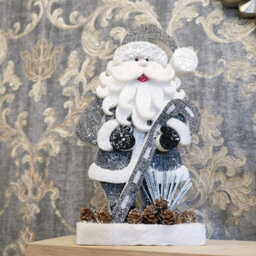 Shatchi 32Cm Grey Santa Christmas Tabletop Figures Glitter Foam Showpiece Decorations - thumbnail 5