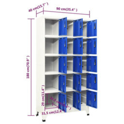 Vidaxl Locker Cabinet Grey And Blue 90X40X180 Cm Steel - thumbnail 8