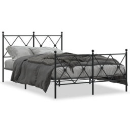 Berkfield Metal Bed Frame Without Mattress With Footboard Black 120X190Cm - thumbnail 2