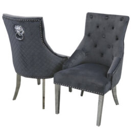 Stratus Interiors 1Pcs Bentley Upholstered Lion Knocker Dining Chair - Cream Velvet - thumbnail 6