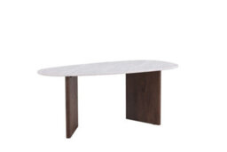 Grönvik Oval White Marble Effect Dining Table 180X90 Cm Spraystone Table 4 Seater 6 Seater Dining Table - thumbnail 6