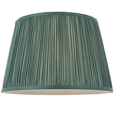 "12"" Elegant Round Tapered Drum Lamp Shade Fir Green Gathered Pleated Silk Cover" - image 1