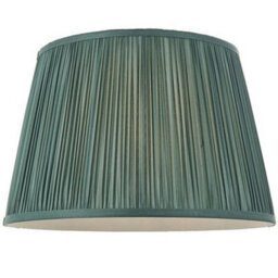 "12"" Elegant Round Tapered Drum Lamp Shade Fir Green Gathered Pleated Silk Cover"