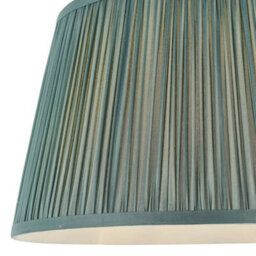 "12"" Elegant Round Tapered Drum Lamp Shade Fir Green Gathered Pleated Silk Cover" - thumbnail 4