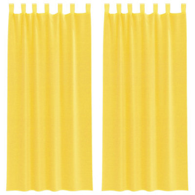 Berkfield Durable Voile Curtains With Loops 2 Pcs Yellow 140X245 Cm - image 1