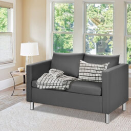 Costway Modern Pu Leather Sofa Chair Loveseat Single Armchair Couch 2 Seater Home Office - thumbnail 3