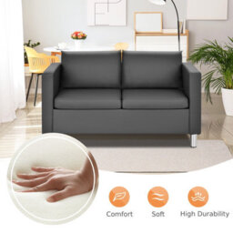 Costway Modern Pu Leather Sofa Chair Loveseat Single Armchair Couch 2 Seater Home Office - thumbnail 5