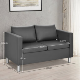 Costway Modern Pu Leather Sofa Chair Loveseat Single Armchair Couch 2 Seater Home Office - thumbnail 2