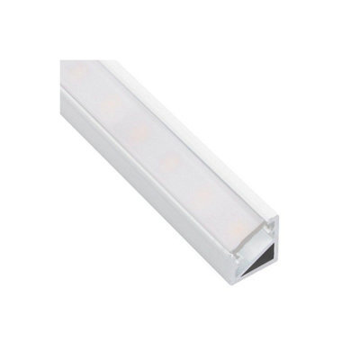 MKGT 2M Aluminium Profile Corner For Led Lights Strip 5050 3528 Opal Cover - White Finish - Pack Of 5 - image 1