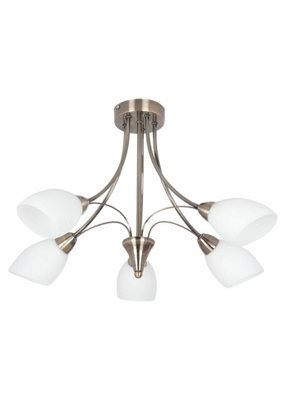 Pagazzi Lighting Pagazzi Oxford 5 Light Semi Flush Ceiling Light Antique Brass