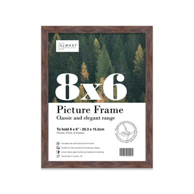 8X6 Walnut Picture Frame (15.2 X 20.3Cm) Poster, Photo, Artwork, Gallery Wall Or Print - image 1