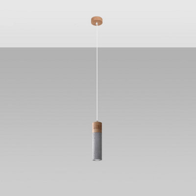 Sollux Lighting Zane Concrete Grey 1 Light Classic Pendant Ceiling Light - image 1