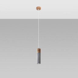 Luminosa Lighting Luminosa Zane Slim Pendant Ceiling Light Concrete Grey, Natural Wood