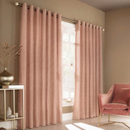 furn. Furn Himalaya Jacquard Eyelet Curtain Pair Blush Pink (W)229Cm X (D)229Cm