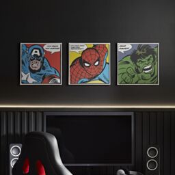 Marvel Faces Multicolour Wall Art, Set Of 3 (H)30Cm X (W)30Cm - thumbnail 3