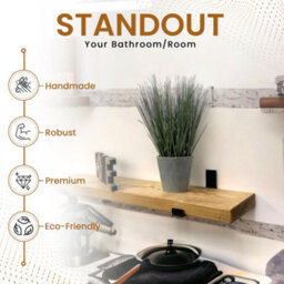 Mkgt Handcrafted Rustic Wooden Floating Shelf, Solid Wood Made In Uk Wall Mounted (Rustic Pine, 120Cm) - thumbnail 4