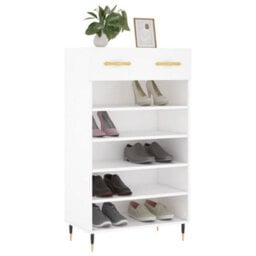 Berkfield Shoe Cabinet White 60X35X105 Cm Engineered Wood - thumbnail 3