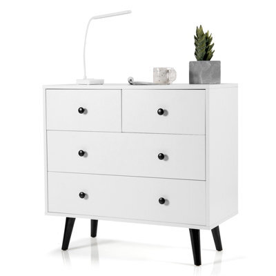 Costway 4-Drawer Dresser Chest Wooden Storage Drawer Cabinet Modern Beside Table - image 1