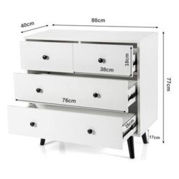 Costway 4-Drawer Dresser Chest Wooden Storage Drawer Cabinet Modern Beside Table - thumbnail 2
