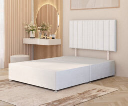 Somnior Beds Somnior Alexas Plush Velvet 4Ft Small Double Divan Bed Base With Upholstered Headboard White