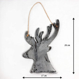 Shatchi 26Cm Silver Christmas Wooden Hanging Deer Wall Decoration Xmas Home Office Holiday Decorative Centrepiece - thumbnail 5
