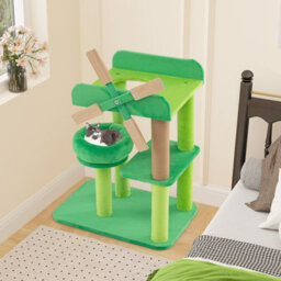Costway Windmill Cat Tree 4-Layer Cat Tower With Scratching Post Green - thumbnail 4