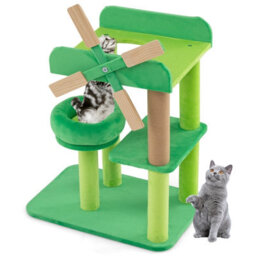 Costway Windmill Cat Tree 4-Layer Cat Tower With Scratching Post Green