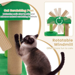 Costway Windmill Cat Tree 4-Layer Cat Tower With Scratching Post Green - thumbnail 6