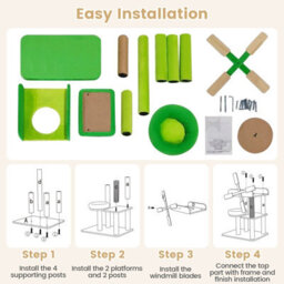 Costway Windmill Cat Tree 4-Layer Cat Tower With Scratching Post Green - thumbnail 7
