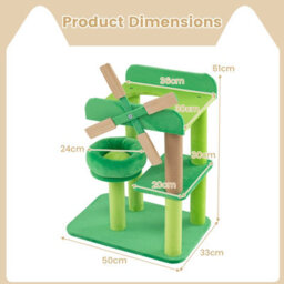 Costway Windmill Cat Tree 4-Layer Cat Tower With Scratching Post Green - thumbnail 2