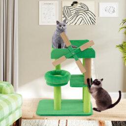 Costway Windmill Cat Tree 4-Layer Cat Tower With Scratching Post Green - thumbnail 3