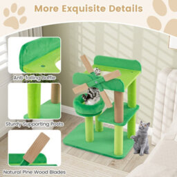 Costway Windmill Cat Tree 4-Layer Cat Tower With Scratching Post Green - thumbnail 9