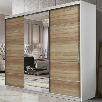 Sliding Door Wardrobe Astra 23 Storage For Modern Bedroom White Sonoma - image 1