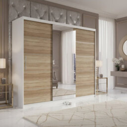 Sliding Door Wardrobe Astra 23 Storage For Modern Bedroom White Sonoma - thumbnail 3