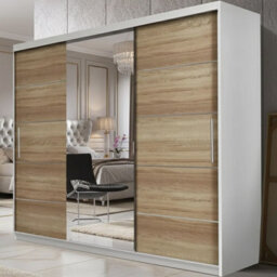 Sliding Door Wardrobe Astra 23 Storage For Modern Bedroom White Sonoma - thumbnail 1
