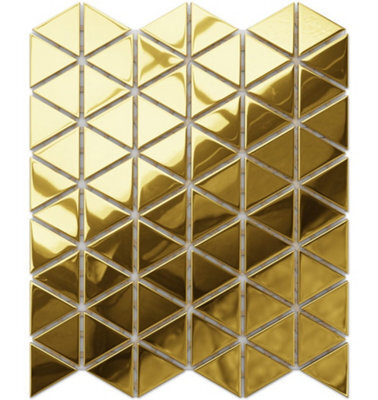 Ilcom Glass Mosaic On Mesh For Bathroom Or Kitchen 263mm X 303mm - Golden Mirror - image 1