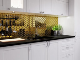 Ilcom Glass Mosaic On Mesh For Bathroom Or Kitchen 263mm X 303mm - Golden Mirror - thumbnail 3