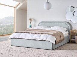 Beliani Ottoman Bed Chenille Quillien 160 X 200 Cm (Eu King Size) Light Blue - thumbnail 2