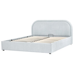 Beliani Ottoman Bed Chenille Quillien 160 X 200 Cm (Eu King Size) Light Blue - thumbnail 5