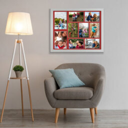 AK Frames 20X16 Silver Sleek Multi Photo Frame With Crimson Mount - Holds 9 Apertures (2X) 7X5, (7X) 6X4 Photos - thumbnail 3