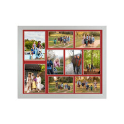 AK Frames 20X16 Silver Sleek Multi Photo Frame With Crimson Mount - Holds 9 Apertures (2X) 7X5, (7X) 6X4 Photos - thumbnail 1