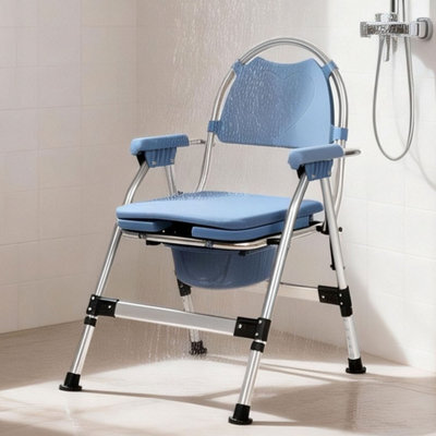 Levede Folding Adjustable Metal Commode Chair For Bedroom Bedside Shower - image 1
