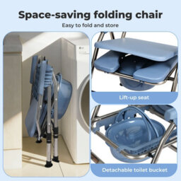 Levede Folding Adjustable Metal Commode Chair For Bedroom Bedside Shower - thumbnail 8