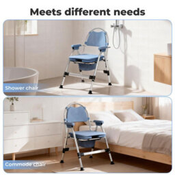 Levede Folding Adjustable Metal Commode Chair For Bedroom Bedside Shower - thumbnail 9