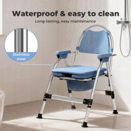 Levede Folding Adjustable Metal Commode Chair For Bedroom Bedside Shower - thumbnail 7