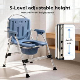 Levede Folding Adjustable Metal Commode Chair For Bedroom Bedside Shower - thumbnail 6
