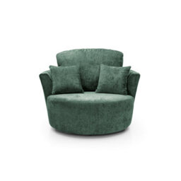 Abakus Direct Harriet Crushed Chenille Swivel Chair In Rifle Green - thumbnail 1